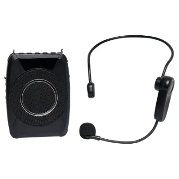 A compact portable PA system with headset, providing a way to increase the volume of your voice when addressing small crowds.