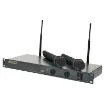 For systems requiring the freedom of two independent wireless microphones at an economical price. The sturdy 19" rack mount cabinet is fitted with two fixed frequency wireless receivers. The miniaturised SMD construction and unique shielding technique, pl