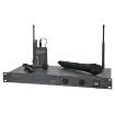 For systems requiring the freedom of two independent wireless microphones at an economical price. The sturdy 19" rack mount cabinet is fitted with two fixed frequency wireless receivers. The miniaturised SMD construction and unique shielding technique, pl