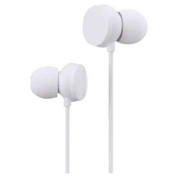 Lightweight universal earphones with in-line microphone and level controller.