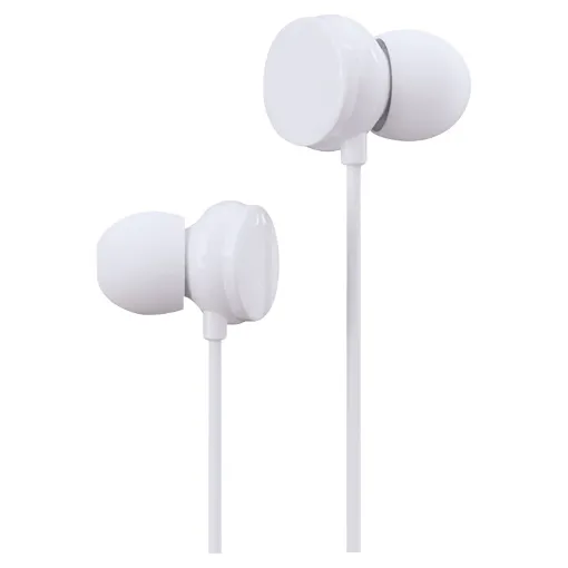 Lightweight universal earphones with in-line microphone and level controller.