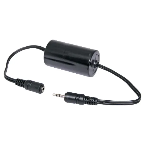 A very handy 2 channel inline transformer coupler enabling the interconnection of audio modules without introducing hum and buzz, etc. 
uses stereo 3.5mm connections