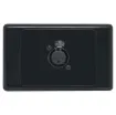 3pin XLR microphone connector mounted horizontally on a wall plate. "One-Shot" version with screw terminal connections for quick and easy connection on site.