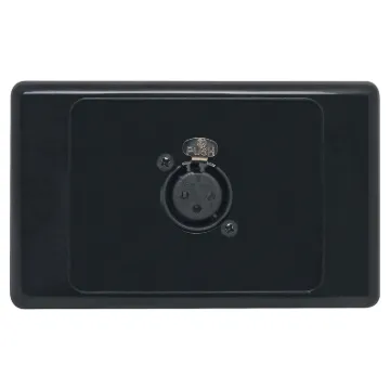 3pin XLR microphone connector mounted horizontally on a wall plate. "One-Shot" version with screw terminal connections for quick and easy connection on site.