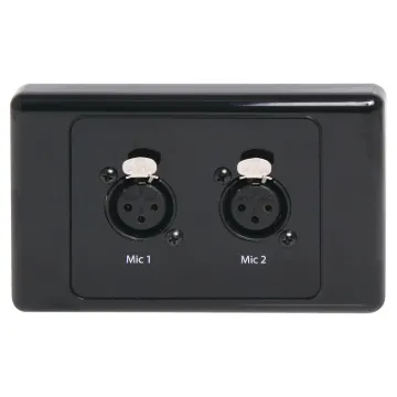 Dual 3pin XLR microphone connectors mounted horizontally on a dual face wall plate. &quotOne-Shot&quot version with screw terminal connections for quick and easy connection on site.