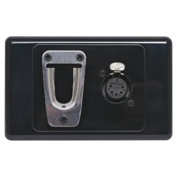 This 5 Pin XLR wall plate is fitted with a clip for holding supermarket style microphones (C0325 & C0326).