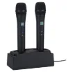 A dual charging dock suitable for use with CL8892D and CL8893D USB C rechargeable microphone transmitters.