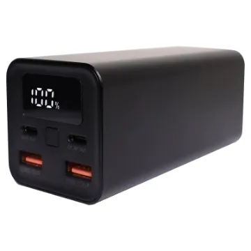 This 20,000mAh battery bank offers high output Power Delivery (PD) allowing users the ablity to charge a range of devices. It features an aluminium casing with power capacity LCD readout. Dual USB type A outputs as well as dual USB C PD outputs.