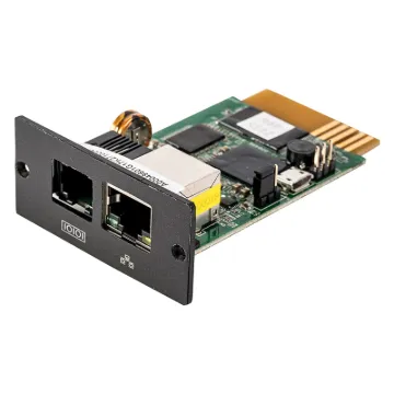 The SNMP (Simple Network Management Protocol) card allows the UPS to be directly connected to the network without the need of a local computer. Furthermore, the SNMP card contains an integrated web server CPU allowing the user to view and control the UPS with any standard internet browser.