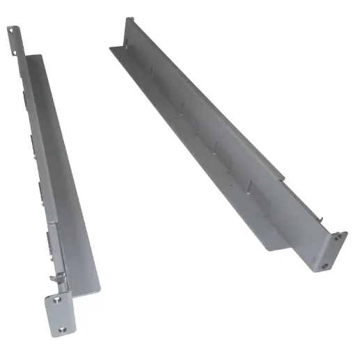 High strength anodised steel sliding support rails for easy access installation of the 2RU centurion and commander series of powershield UPS models.