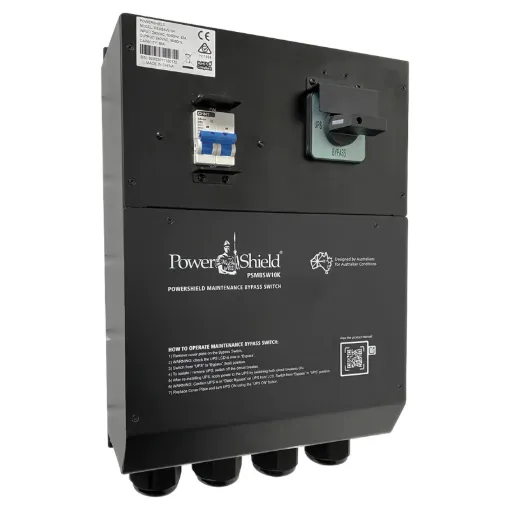 The PSMBSW10K is used as an external maintenance bypass switch module to provide uninterrupted power to the connected loads during UPS scheduled maintenance, battery replacement and or UPS replacement. It is suited for use with the 6kVA or 10kVA UPS.
