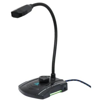 This omnidirectional microphone provides quality audio for gaming streams, YouTube recording and video calls. It features an adjustable gooseneck in a paging console style desktop case.