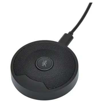 It plugs into your laptop via USB type C connection and provides clear and crisp audio for group conferencing and one on one communications.