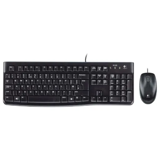 The Logitech MK120 USB desktop is the standard issue ergonomic keyboard and mouse. Full press, easy to read keys and a high resolution scrolling optical mouse for both comfort and speed.