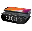 A stylish bedside or desktop radio alarm clock with in-built 15W wireless charging for your phone.