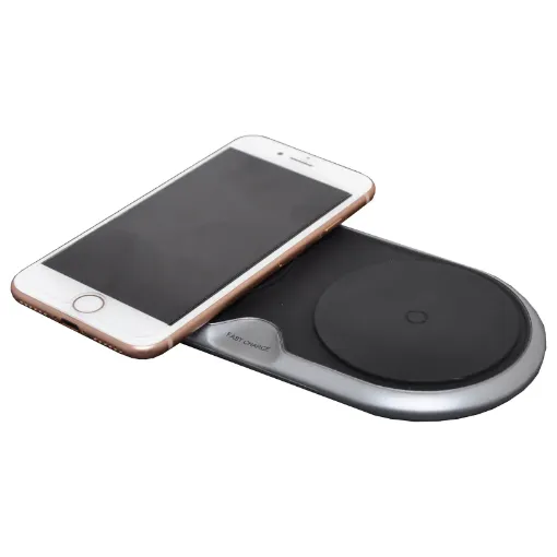 Say goodbye to charging cables! Got two phones with wireless charging. This handy USB charging pad will charge both devices at once.