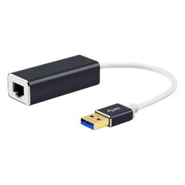 Converts a USB3.0 port into an RJ45 ethernet port for network connection.
