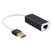 Converts a USB3.0 port into an RJ45 ethernet port for network connection.