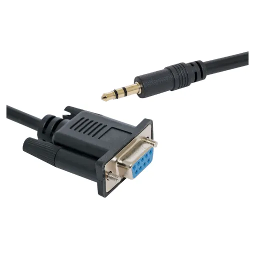 Converts 3.5mm Jack plug to a 9 pin RS232 Converter. Suits A 3082.