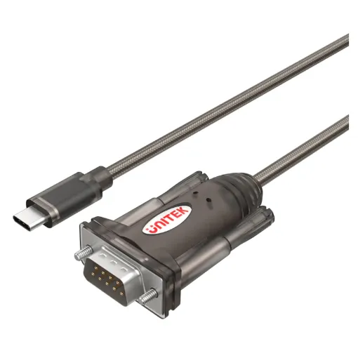 Converts USB C type plug to a DB9 RS-232 serial plug. Suits most operating systems. 1.5m lead. Supports Windows and Mac OS.
