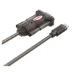 Converts USB C type plug to a DB9 RS-232 serial plug. Suits most operating systems. 1.5m lead. Supports Windows and Mac OS.