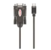 Converts USB C type plug to a DB9 RS-232 serial plug. Suits most operating systems. 1.5m lead. Supports Windows and Mac OS.