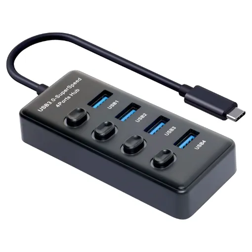 This 4 Port USB3.0 Hub is an ideal solution for providing more USB Type A ports, perfect for using with today’s Ultrabooks and thin-and-light laptops.