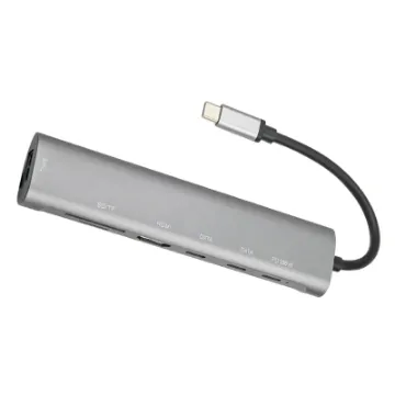 This multi hub provides connection for an external monitor via HDMI up to 4K @ 30Hz and additional peripherals in a compact design. 100W PD passthrough.