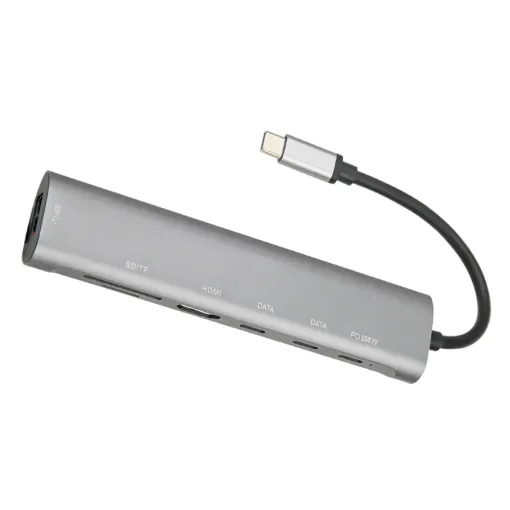 This multi hub provides connection for an external monitor via HDMI up to 4K @ 30Hz and additional peripherals in a compact design. 100W PD passthrough.