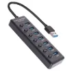 A handy 7 port USB 3.0 hub for those with lots of peripherals! Each connection has a dedicated on/off switch. USB type C power input with type A connection to your computer. 