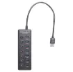 A handy 7 port USB 3.0 hub for those with lots of peripherals! Each connection has a dedicated on/off switch. USB type C power input with type A connection to your computer. 
