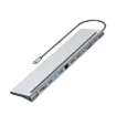 This 13 in 1 docking station is a must have accessory for USB C type equipped laptops. A must have for anyone using their work laptop with a monitor at home or for families with a single desk for multiple laptops.