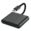 This handy hub features USB C connection to your laptop and provides 2 x HDMI 4K ports, 1 x USB C port and 1 x USB A port. Provides PD pass through charging up to 100W.