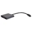 This handy hub features USB C connection to your laptop and provides 2 x HDMI 4K ports, 1 x USB C port and 1 x USB A port. Provides PD pass through charging up to 100W.
