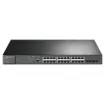 This JetStream 28-Port Gigabit managed switch has 24 ports supporting 802.3at/af-compliant PoE+.  Designed to use a single Ethernet cable for both data and power transmission, it offers flexible deployment for PoE-supported devices such as wireless access points, IP cameras, and IP phones, lowering infrastructure costs for small businesses.