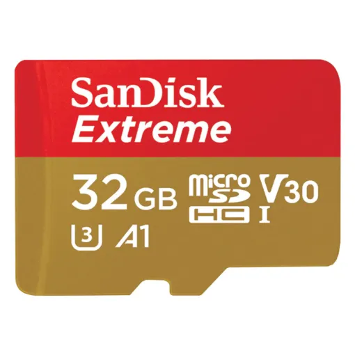 Get extreme speed and performance with the SanDisk Extreme microSDHC or microSDXC UHS-I Memory Card. The perfect companion for your smartphone, tablet, or camera, this memory card delivers Full HD video (1080p) recording and playback, and quicker data transfer. Includes SD adaptor. 30mb/s