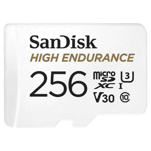 The SanDisk High Endurance microSD Card 256GB gives you the peace of mind that your dash cam, home monitoring or security system will capture crucial footage when it happens, recording and re-recording worry-free.