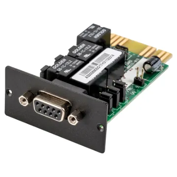 The relay card (PSAS400) provides volt free contact (VFS) relays that change state upon UPS events. This type of card is often used when current loop communications are required for devices such as building management systems (BMS), access control alarm panels or industrial PLCs. User selectable normally open (default) or normally closed contacts.