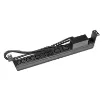 10 Outlet Horizontal Power Rail (8x 10A IEC C13 & 2x 16A IEC C19) with 6KA C-Curve Circuit Breaker. Integrated 2m power cord (16A IEC C20) 1RU. Colour Black.
