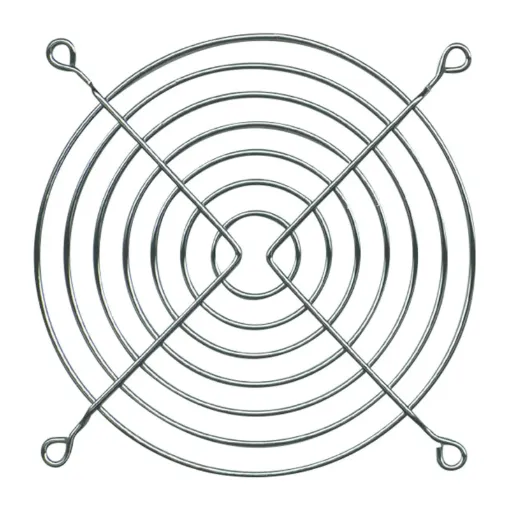 Robust metal grill designed to prevent accidental contact with rotating fan blades. Simply fixes to the chassis via the fan mounting bolts.