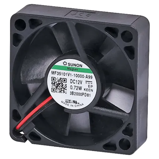 Sunon MF35101V1-1000U-A99. A 12V DC 35mm Sunon Maglev/Vapo Bearing Cooling Fan with thermoplastic frame.
