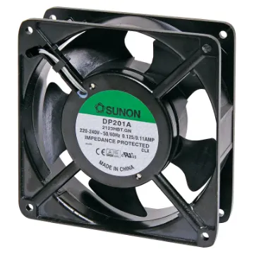 Sunon DP201A-2123HBT.GN.  A 240V AC 120mm Sunon Ball Bearing Cooling Fan with diecast aluminium frame.