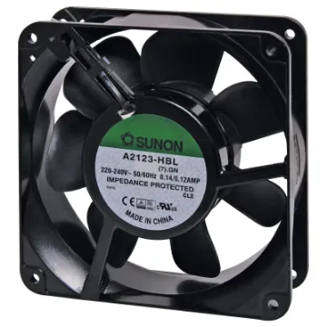 Sunon A2123-HBL.(7).GN. A 240V AC 120mm Sunon Ball Bearing Cooling Fan with diecast aluminium frame.