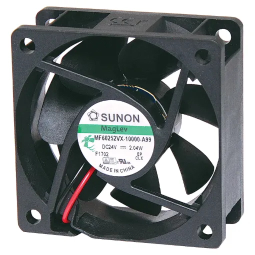 Sunon MF60252VX-1000U-A99. A 24V DC 60mm Sunon Maglev/Vapo Bearing Cooling Fan with thermoplastic frame.