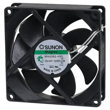 Sunon MA2092-HVL. A 240V AC 92mm Sunon Maglev/Vapo Bearing Cooling Fan with thermoplastic frame.