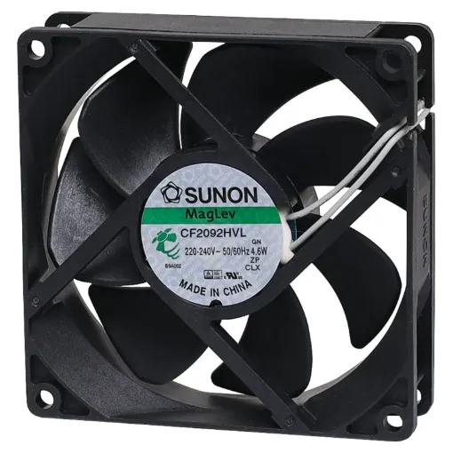 Sunon CF2092HVL-1000U-999. A 240V AC 92mm Sunon Maglev/Vapo Bearing Cooling Fan with thermoplastic frame.