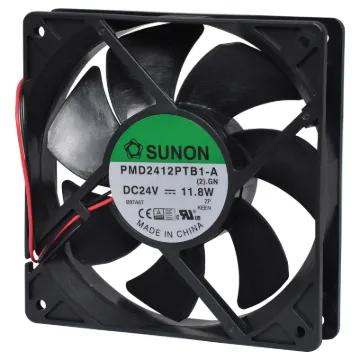Sunon PMD2412PTB1-A (2).GN. A 24V DC 120mm Sunon Ball Bearing Cooling Fan with thermoplastic frame.