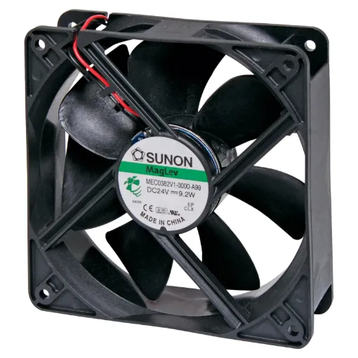 Sunon MEC-0382V1-000U-A99. A 24V DC 120mm Sunon Maglev/Vapo Bearing Cooling Fan with thermoplastic frame.