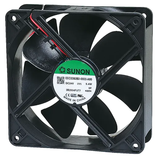 Sunon EEC0382B2-000U-A99. A 24V DC 120mm Sunon Ball Bearing Cooling Fan with thermoplastic frame.