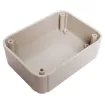 This range of low cost ABS enclosures include mounting ears for surface mounting. In addition, they include a shallow recess on the base and lid to house a membrane or lexan panel. Moulded mounting posts are included in both the base and lid for securing